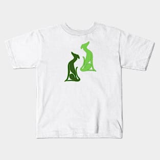 Greyhound Sitting Green Kids T-Shirt